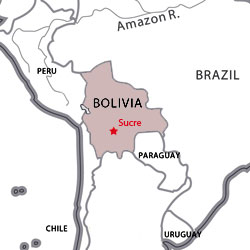 Map of destinations for Spanish courses in Bolivia