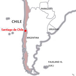 Map of destinations for Spanish courses in Chile