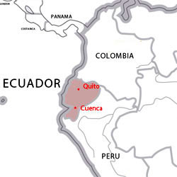 Map of destinations for Spanish courses in Ecuador